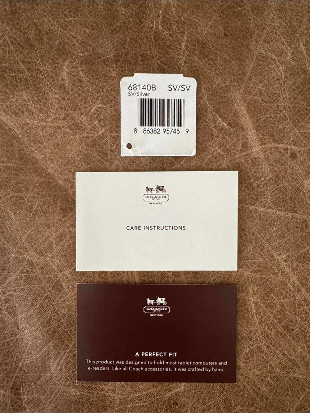 Coach Metallic Silver Tablet Sleeve with Zip Charm